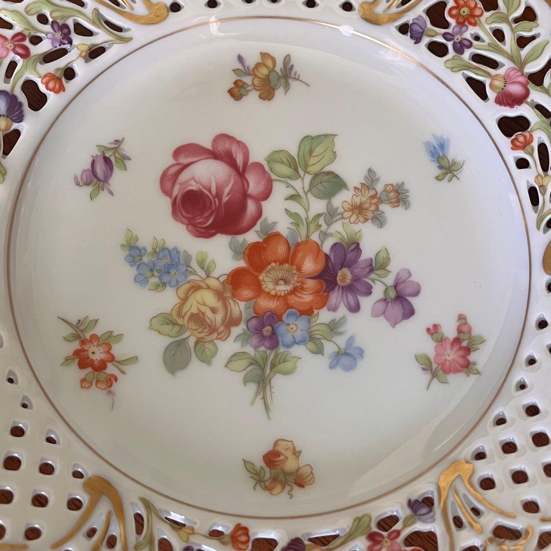 【レア美品】ドイツ製　シューマンババリア★ドレスデンフラワー★ピアスプレート　②