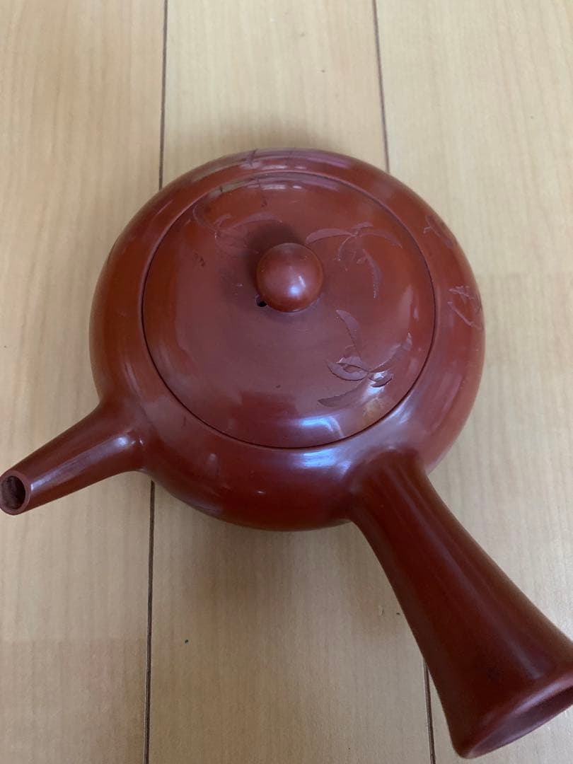 急須　朱泥　朱泥急須　和華彫り