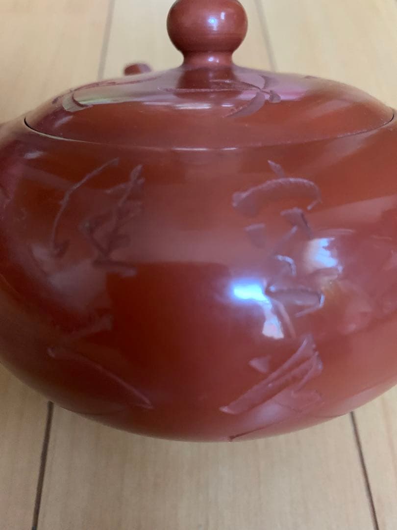急須　朱泥　朱泥急須　和華彫り