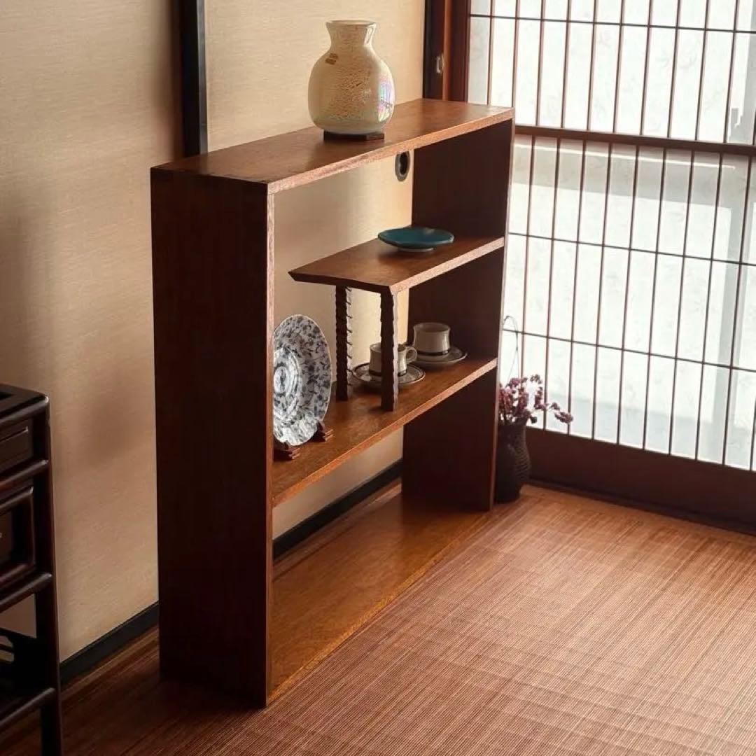 一点物 【 総無垢材 オープンシェルフ 】和モダン ディスプレイ棚 収納 工芸