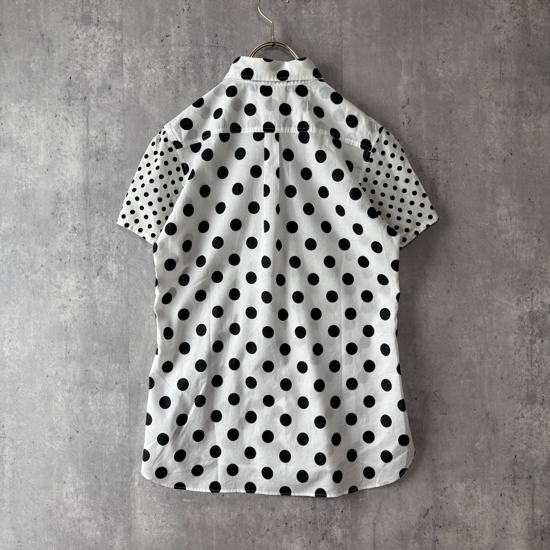 ヨウジヤマモト ギプシー ドット柄 半袖ボタンダウンシャツ ホワイト 2 良品
