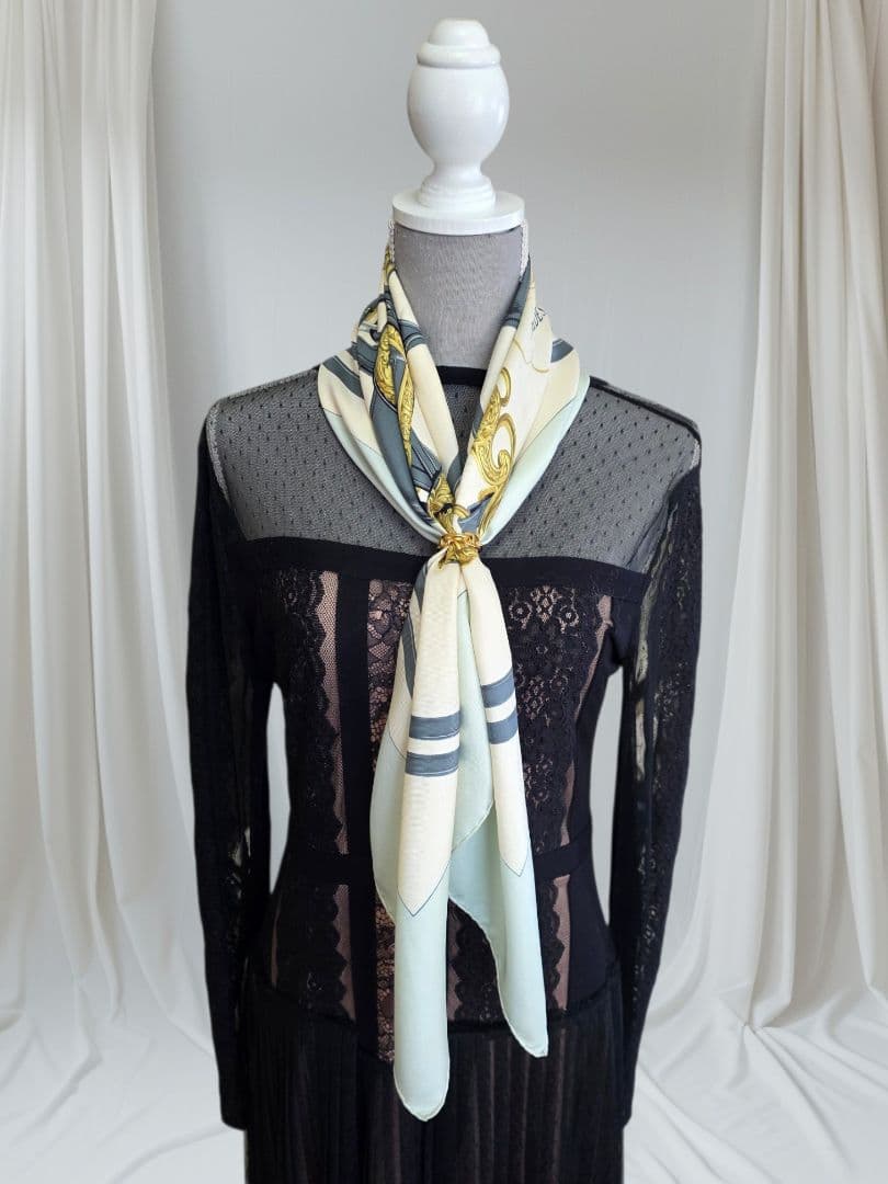 HERMES カレ90 BRIDES GALA 馬具デザイン スカーフ