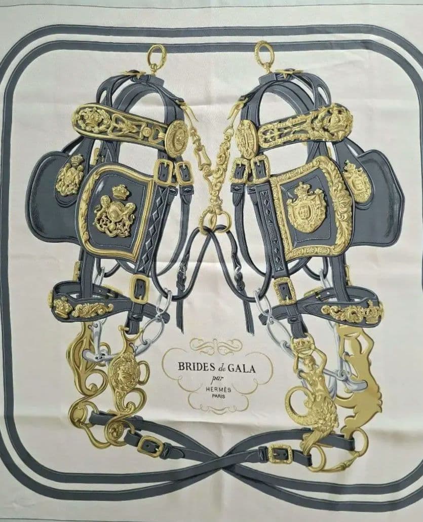 HERMES カレ90 BRIDES GALA 馬具デザイン スカーフ