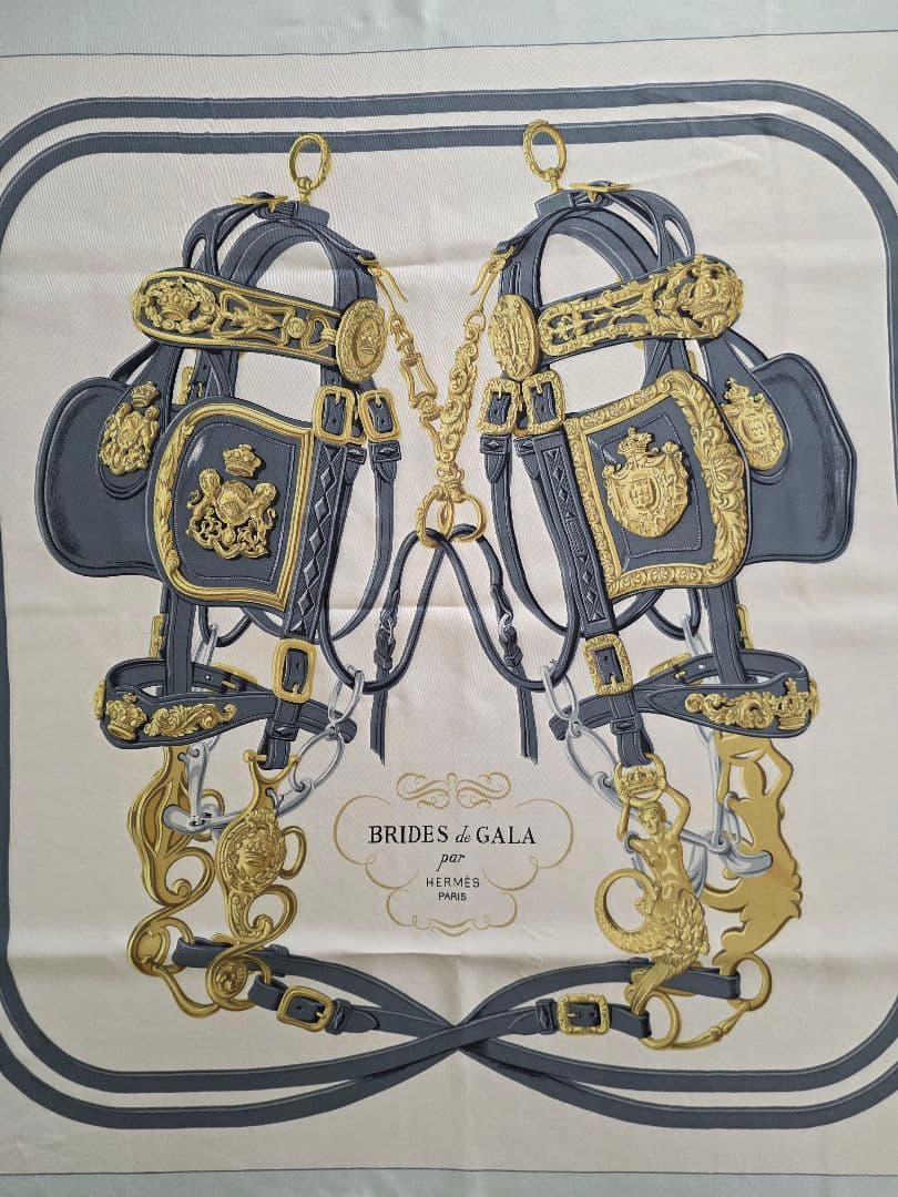 HERMES カレ90 BRIDES GALA 馬具デザイン スカーフ