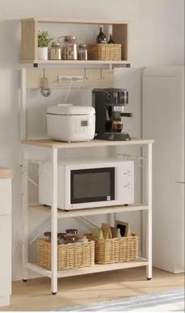 コンセント付きキッチンラック 3段 収納