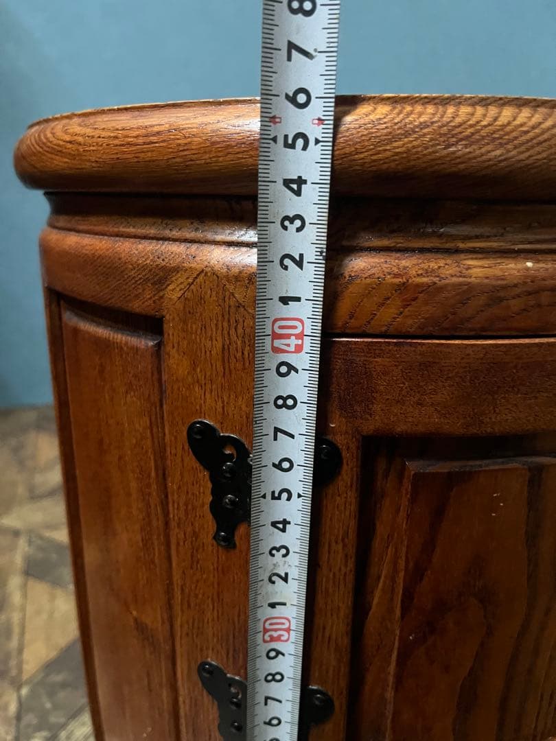 李朝家具 収納付き丸型スツール インテリア サイドテーブル けやき アンティーク