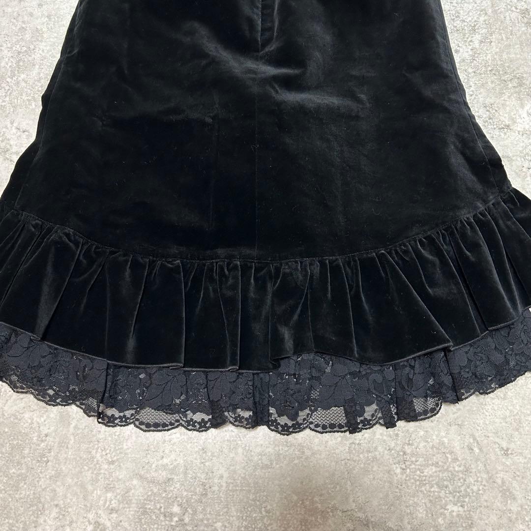 BPNブラックピースナウ　ベロア　レース　スカート　フリル