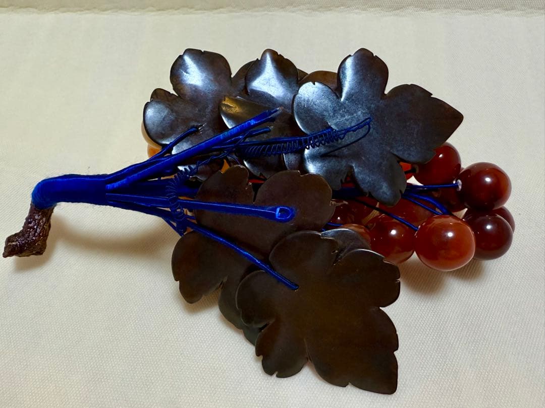 中国美術 ★☆ 天然石 縁起物 ストーン オブジェ 葡萄 ぶどう ジャンク品扱い