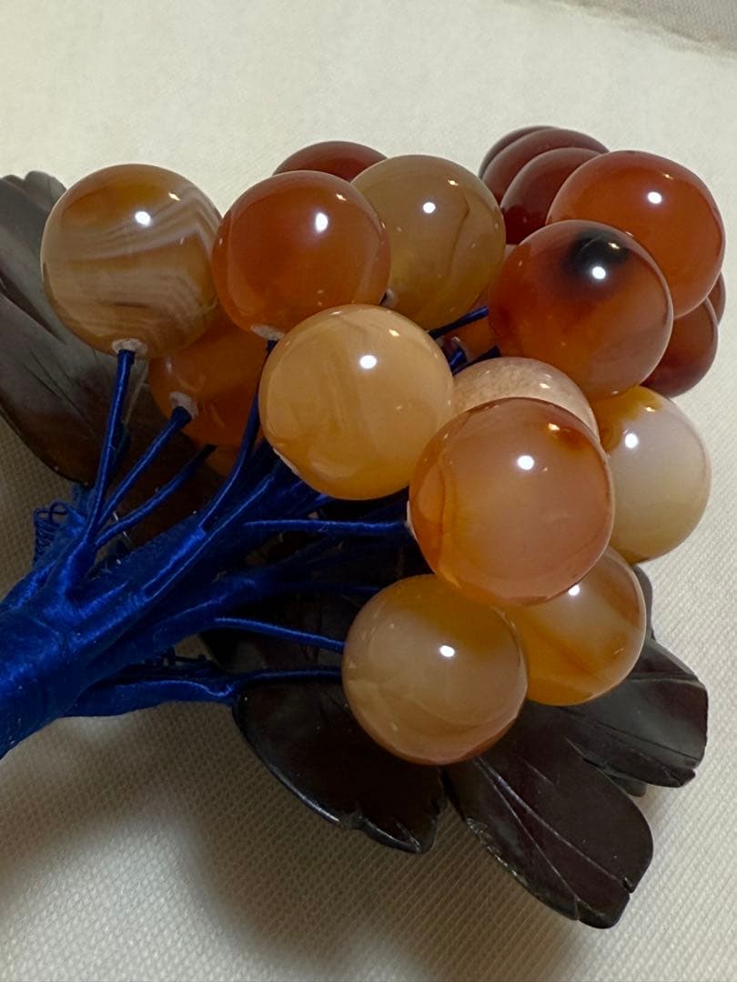 中国美術 ★☆ 天然石 縁起物 ストーン オブジェ 葡萄 ぶどう ジャンク品扱い