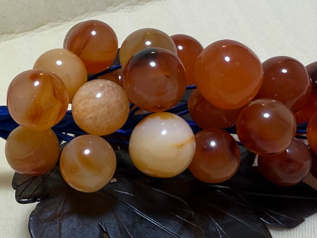 中国美術 ★☆ 天然石 縁起物 ストーン オブジェ 葡萄 ぶどう ジャンク品扱い