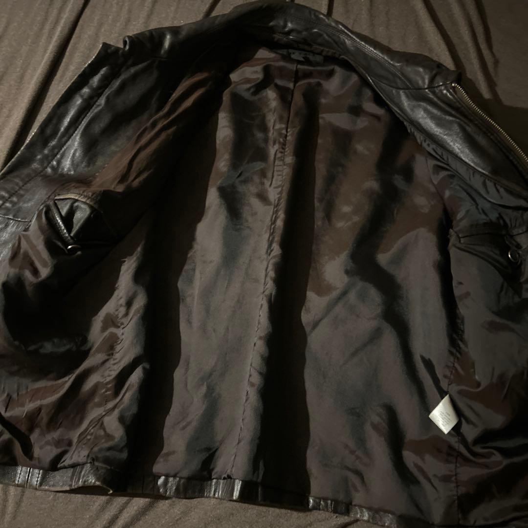 ブラウンレザー シングルライダースジャケット