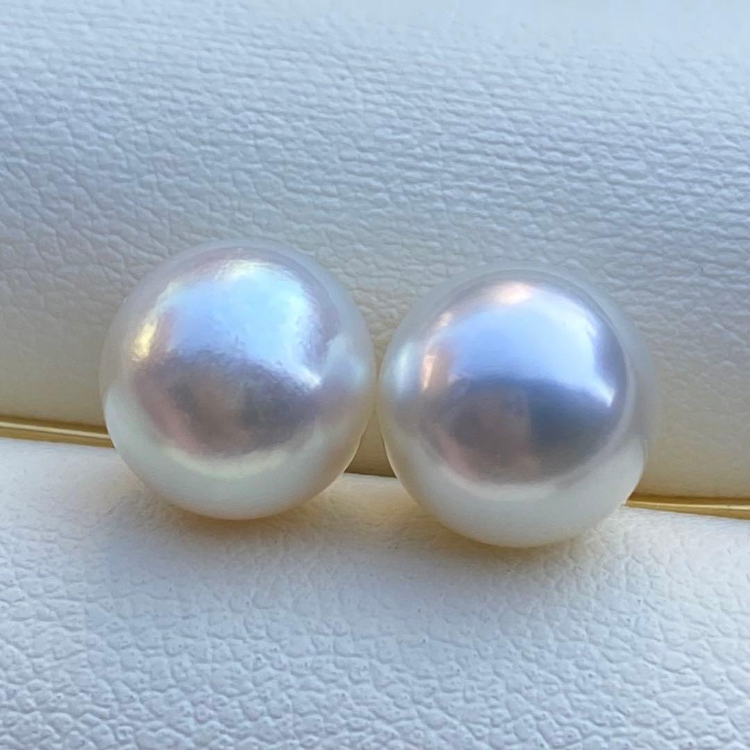 本真珠　あこや真珠ピアス　9.5*9mm無調色ホワイトP1194