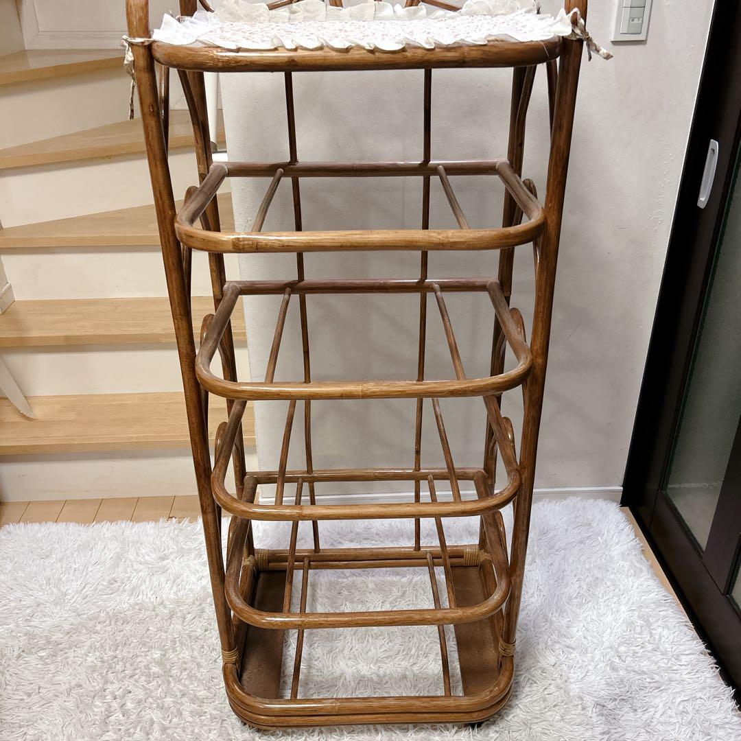 ラタンチェスト 5段 籐家具 ビンテージ キャビネット収納 ラタン キャスター付