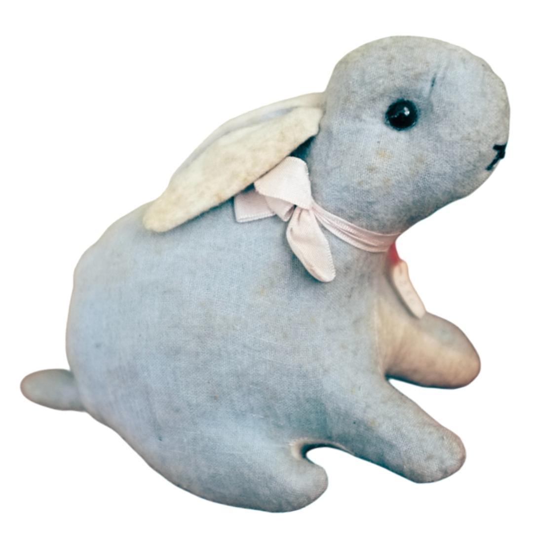 フランス 青いうさぎさんと薔薇色のリボンb ドール テディベア アンティーク