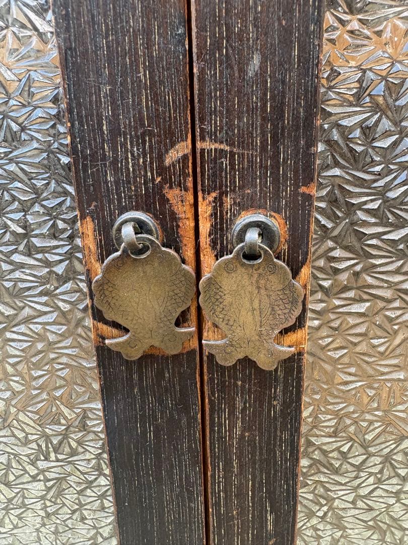 昭和レトロ 食器棚 飾り棚 本棚 キャビネット すりガラス アンティーク