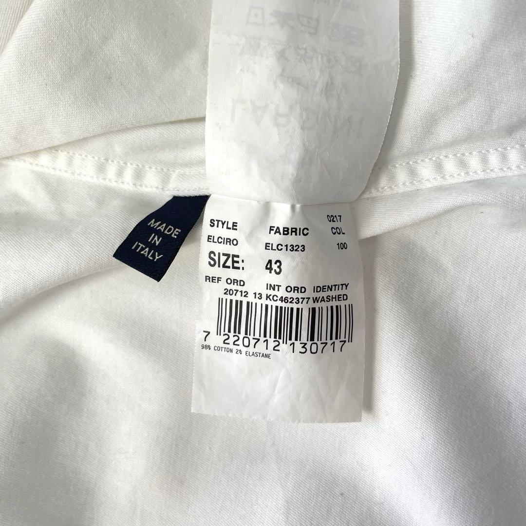 LARDINIラルディーニ ホリゾンタルカラーシャツ ブートニエール 43 白