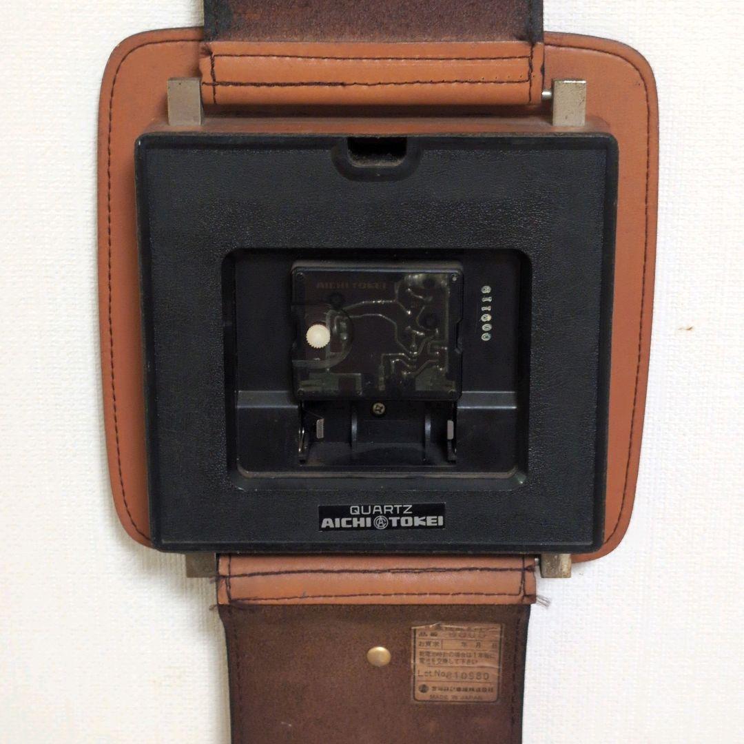 【レア商品】カリモク　腕時計型壁掛け時計 革製 愛知時計 動作難あり
