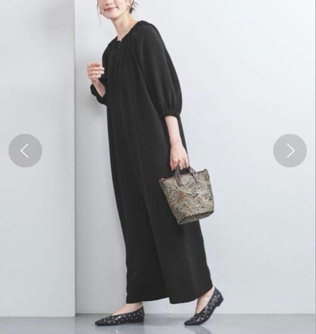 UNITED ARROWS COMFY ギャザー オールインワン 黒 ブラック