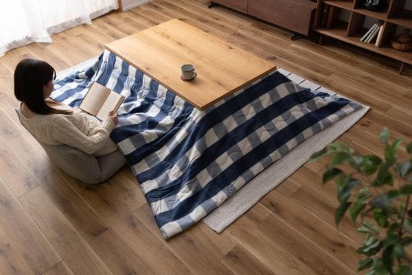 おしゃれ ふかふか かわいい 暖かい 長方形 こたつ布団 ギンガムチェックブルー