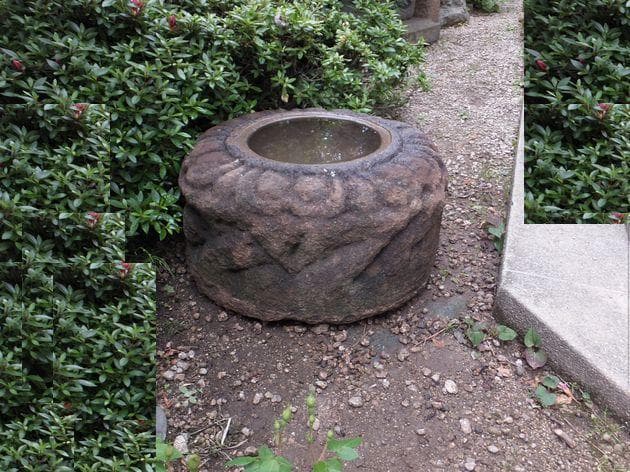 【希少品蓮華台見立て水鉢】オブジェ庭石置物箱庭テラス屋上庭園坪庭造園ガーデニング