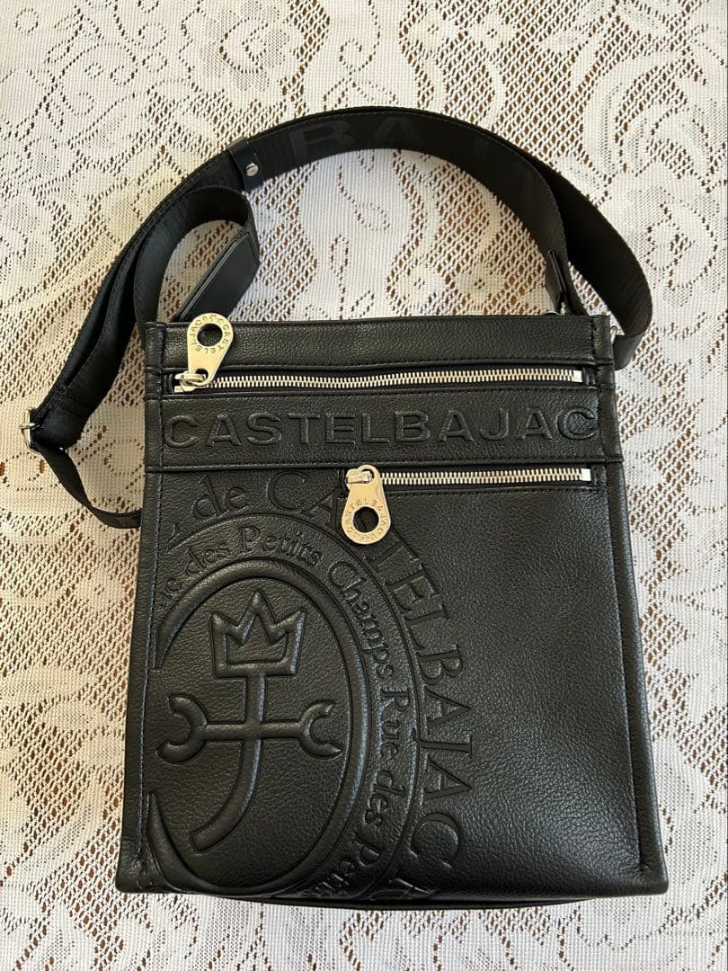 CASTELBAJAC 黒 レザー メッセンジャーバッグ
