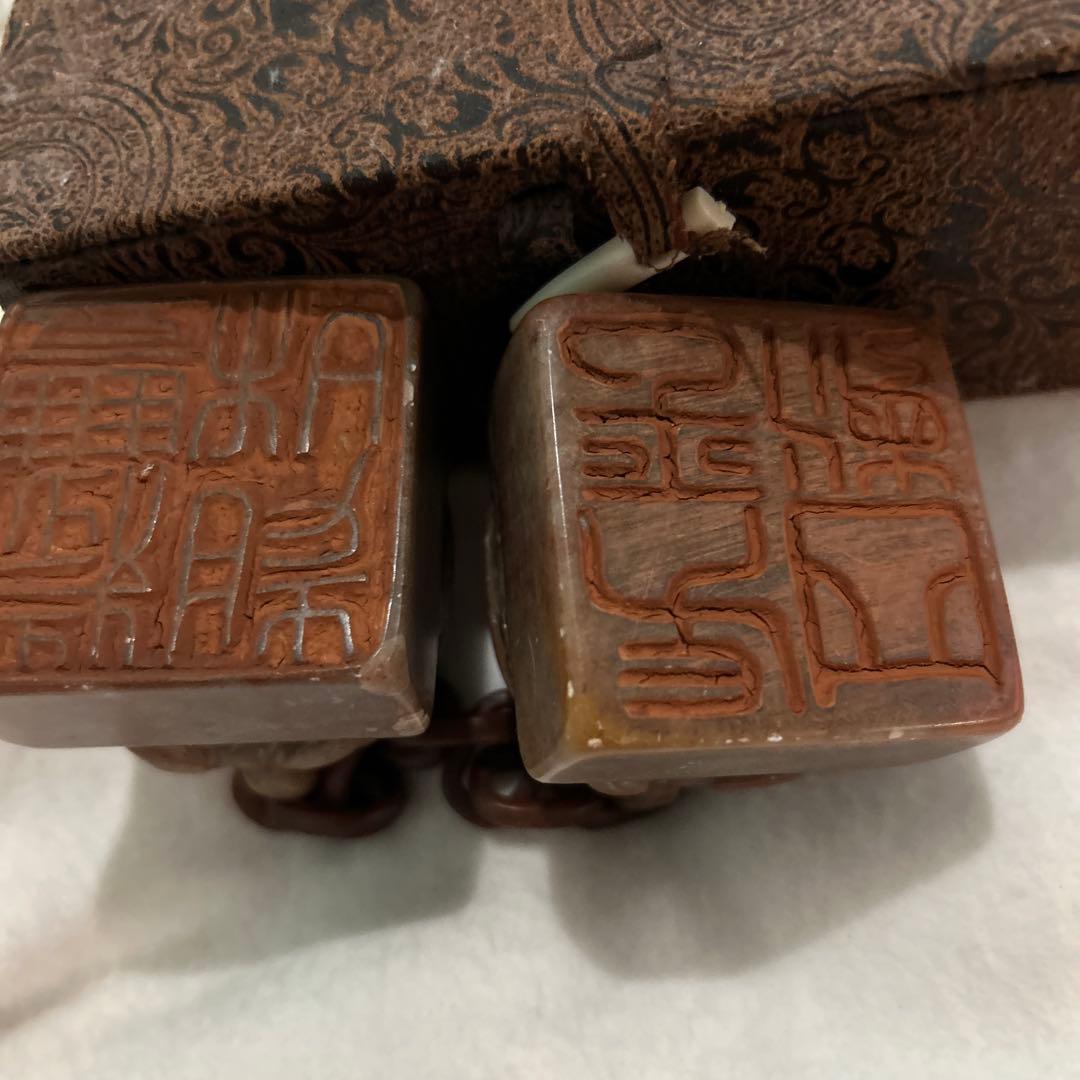 中國清朝古代印章 獅子像 置物 石材製 漢字彫刻付き690g咸豐帝印