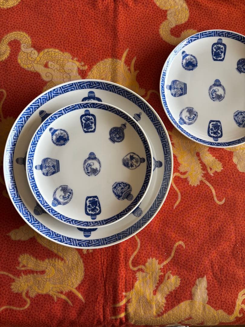 【新春sale】チャイナシーズ　大中皿3点セット②