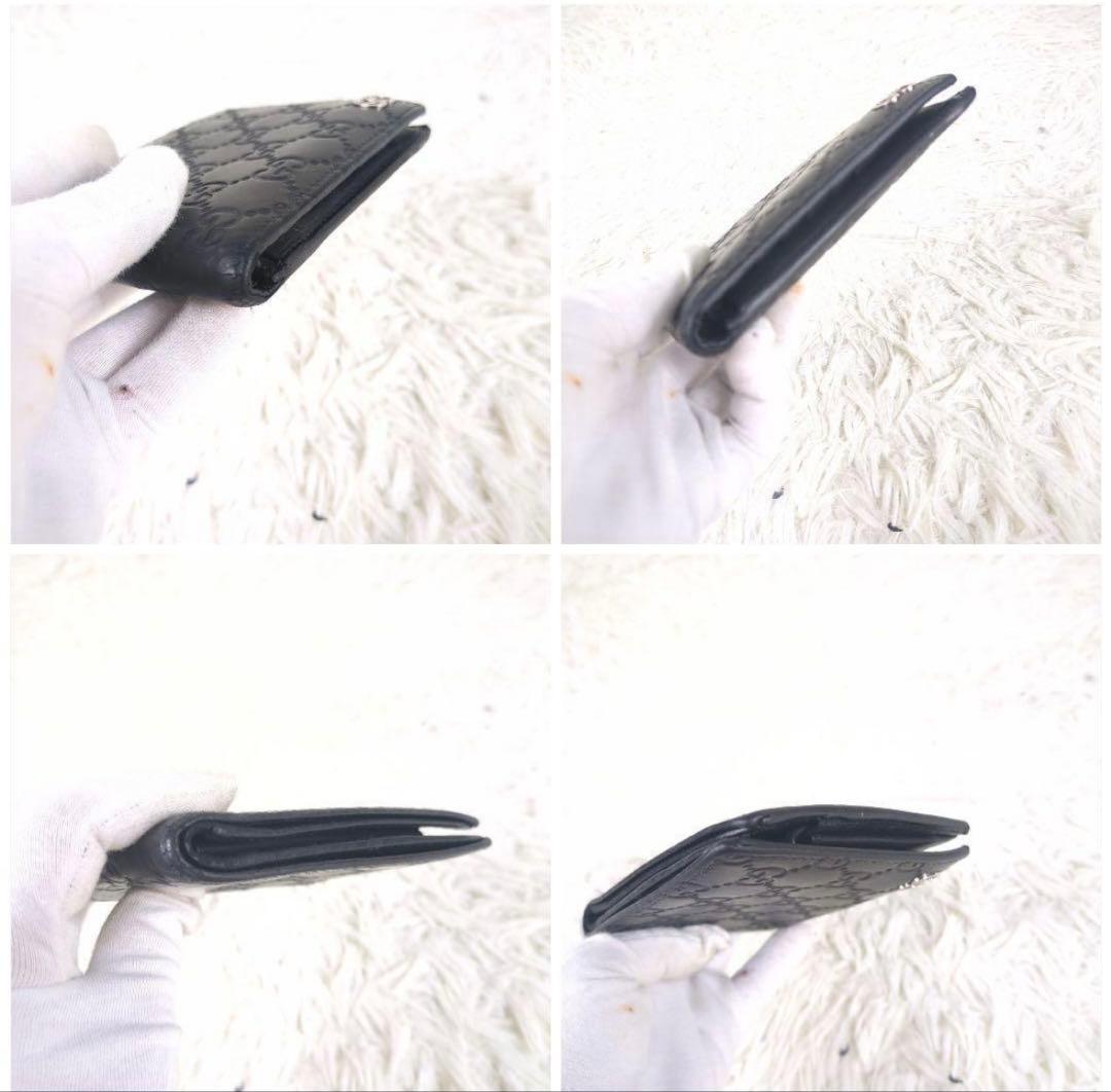 GUCCI ドリアン シマ レザー GGロゴ 二つ折り 財布 小銭ホック訳あり