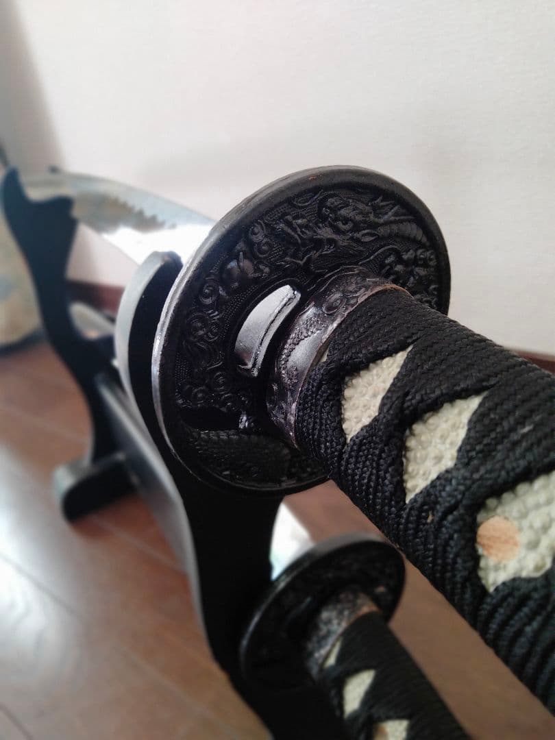 模造刀 上黒石目 龍雲の図 大刀 小刀 セット 刀袋付