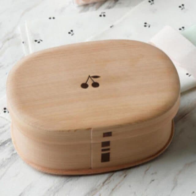 【新品 未使用】Bonpoint×パレスホテル東京 チェリー柄 曲げわっぱ弁当箱