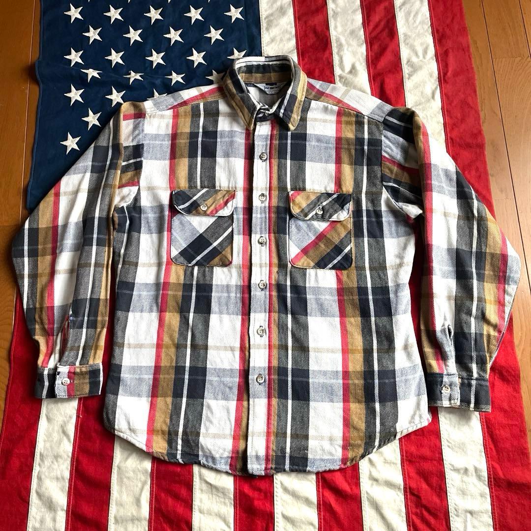 80s ビンテージ FIVE BROTHER ヘビー ネルシャツ L アメリカ製