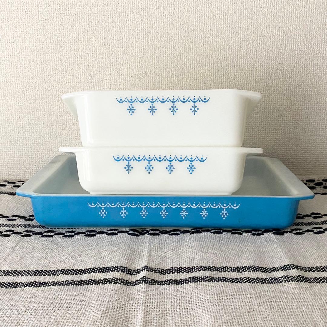 PYREX オールドパイレックス キャセロール 3点セット スノーフレーク