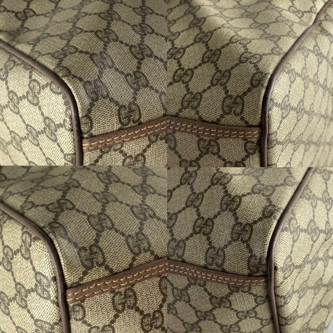 希少 美品 グッチ 2way ボストンバック GGスプリーム PVC レザー