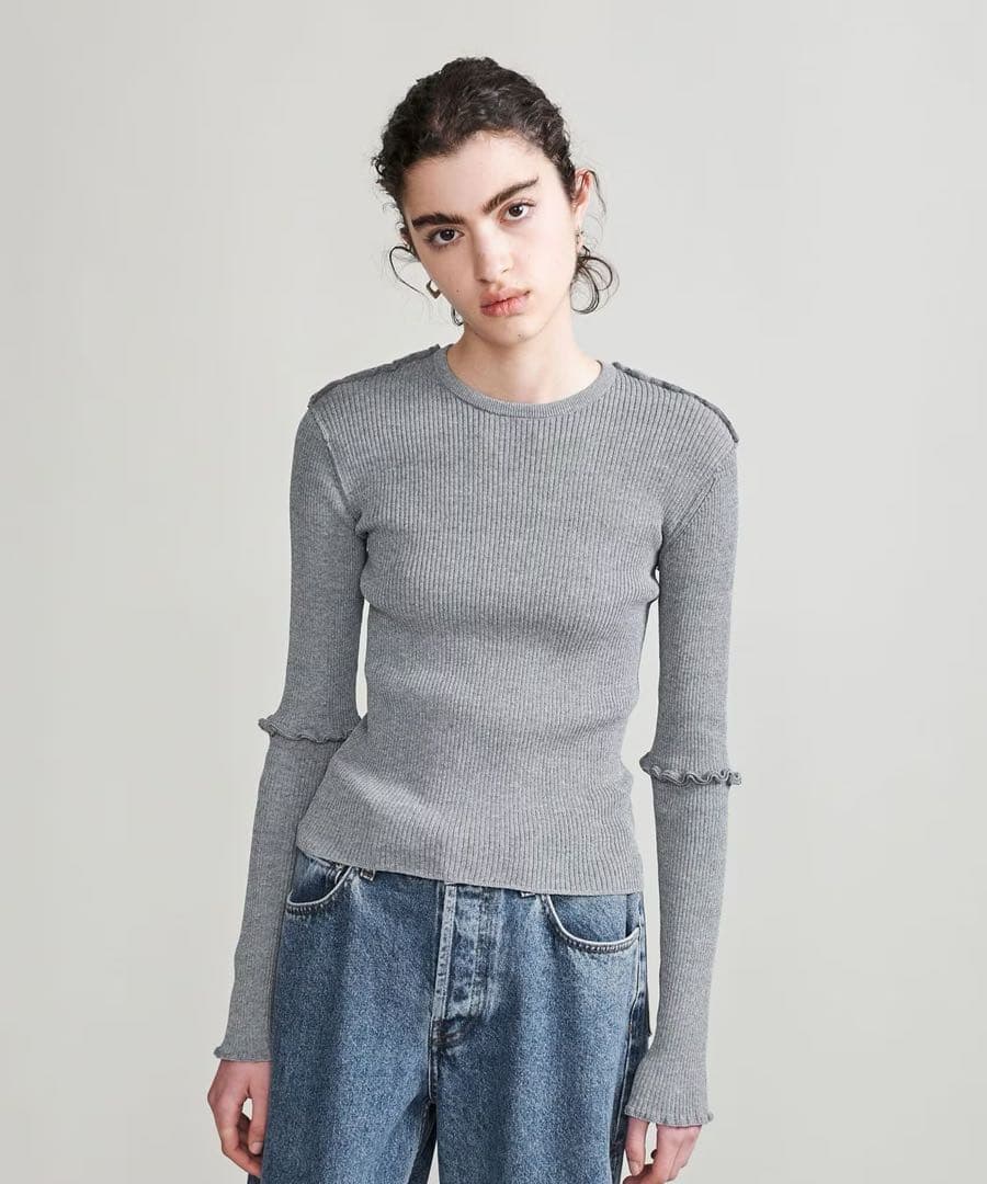 H BEAUTY&YOUTH ＜H>TC リブアウトシーム ロングスリーブニット