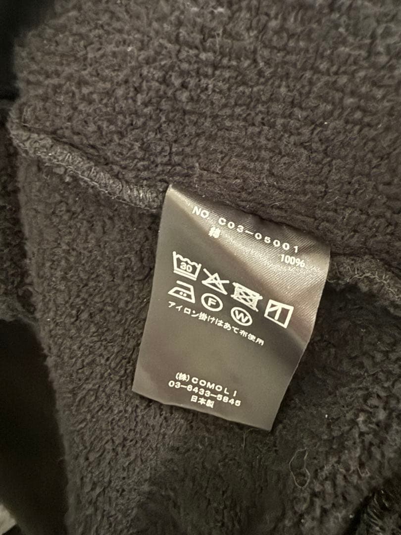 COMOLI 25AW コットン裏毛 ジップパーカー