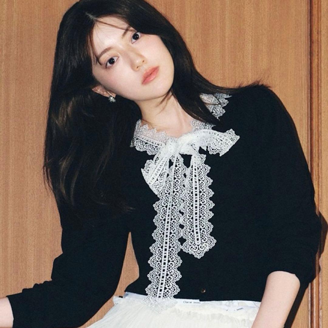 【美品】SNIDEL USAGI ONLINE限定 レースボウタイカーディガン