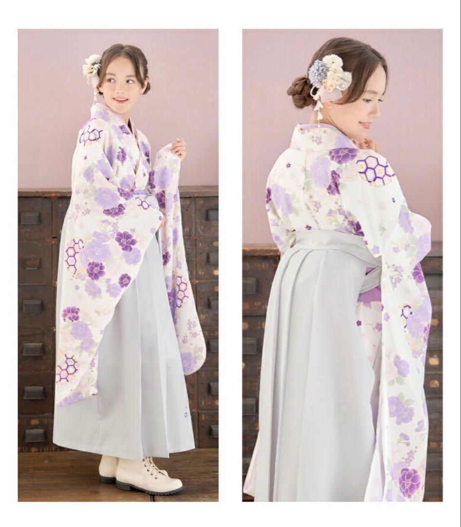 卒業式袴セット 150cm 紫色花柄