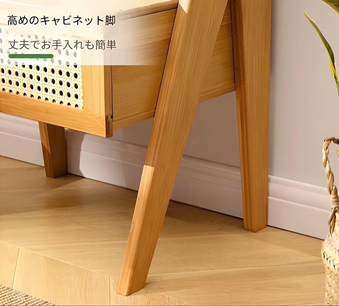 【木製シンプルサイドテーブル】ナチュラルウッドの3段収納⁂
