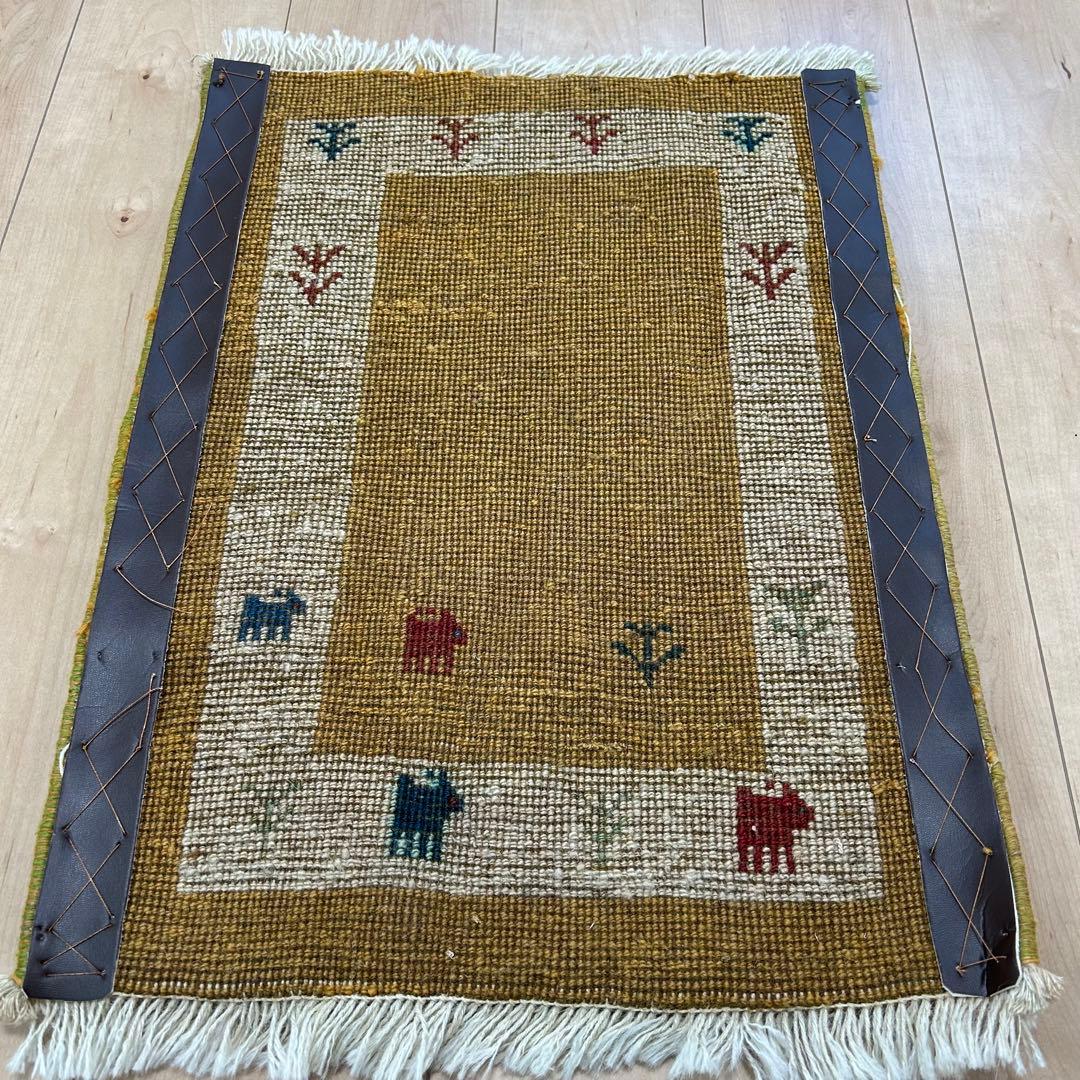 ギャッベ　シラーズ産　ペルシャ絨毯　玄関マット 59x45㎝