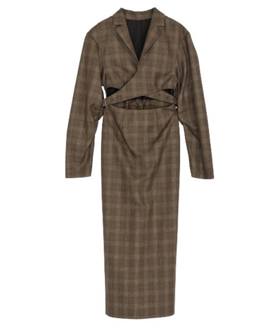 ◆coco◆Ameri WAIST CROSS CHECKDRESS