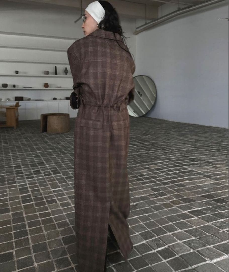 ◆coco◆Ameri WAIST CROSS CHECKDRESS