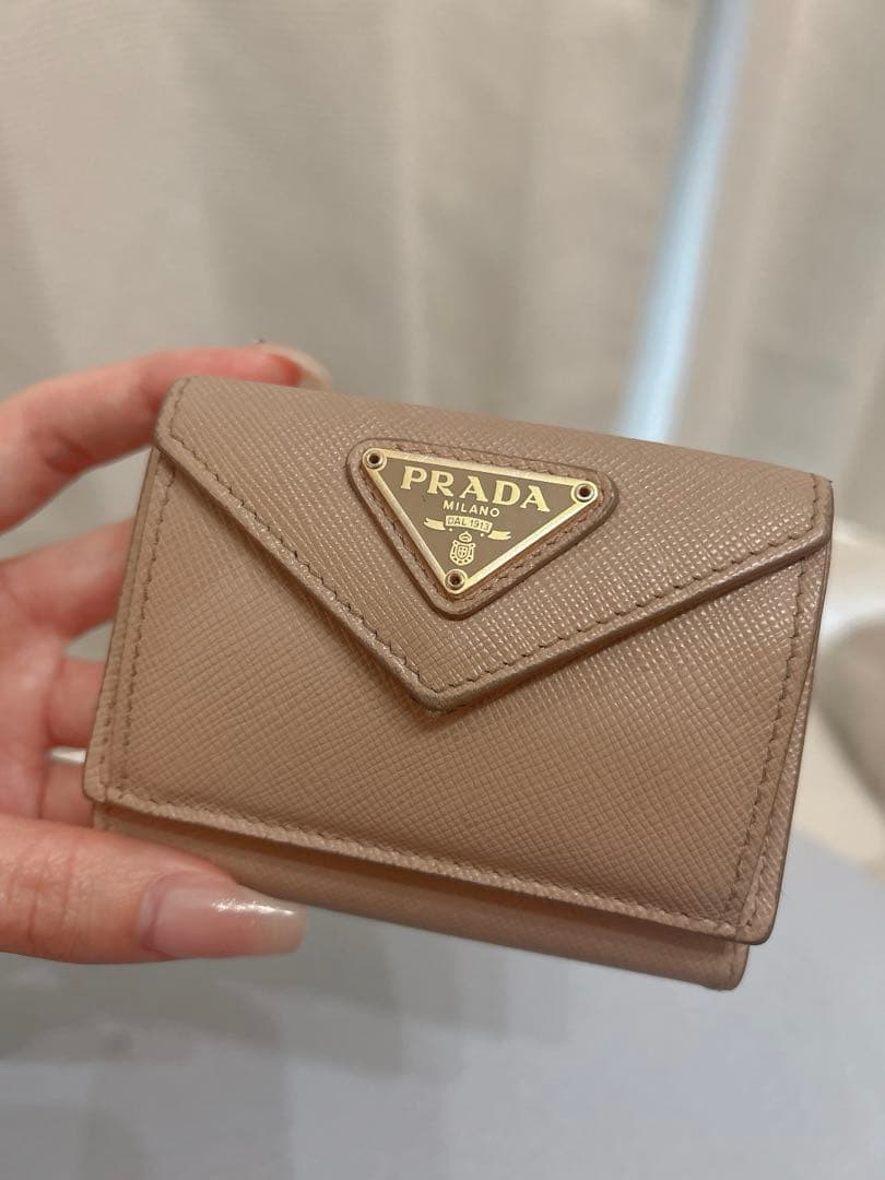 【専用出品】PRADA サフィアーノ　三つ折り　ミニ財布　ピンクベージュ