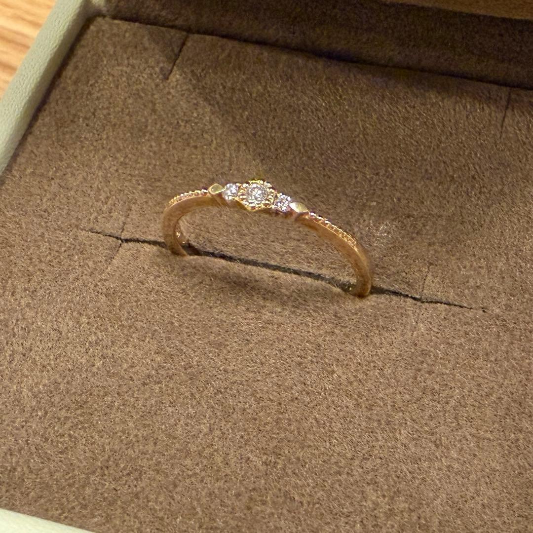 agete K10 0.04ct ヘキサゴン ダイヤモンドリング 9号