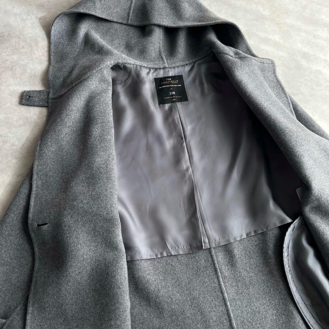 23区　MANTECOPureリバー フード ロングコート　ミディアムグレー系