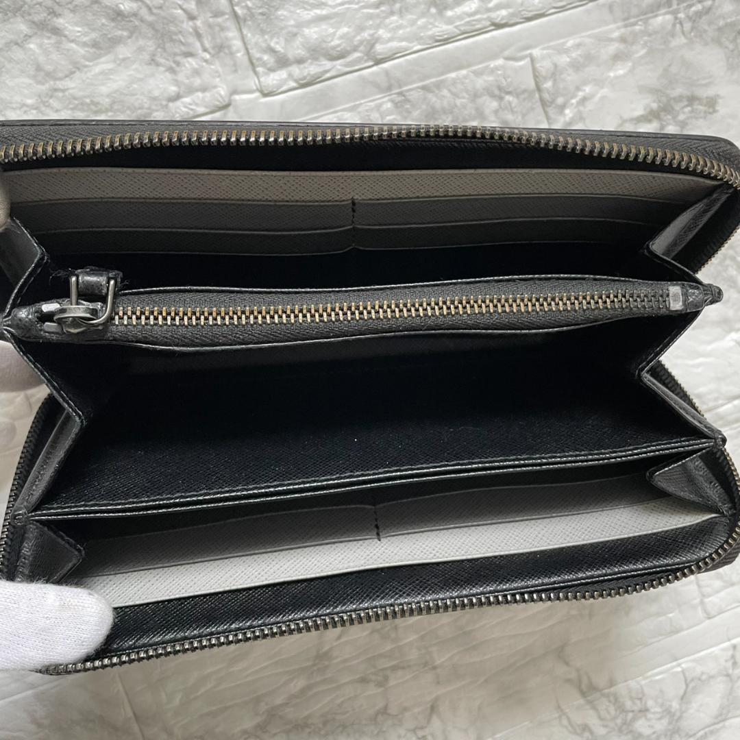 極美品✨プラダ　長財布　サフィアーノ　メタルロゴ　バイカラー　ブラック