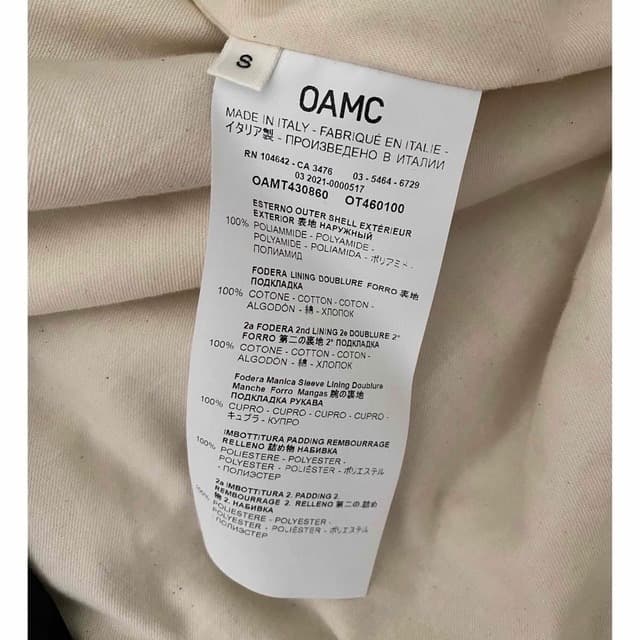 OAMC オーエーエムシー ロゴパッチ中綿ステンカラーコート Sサイズ