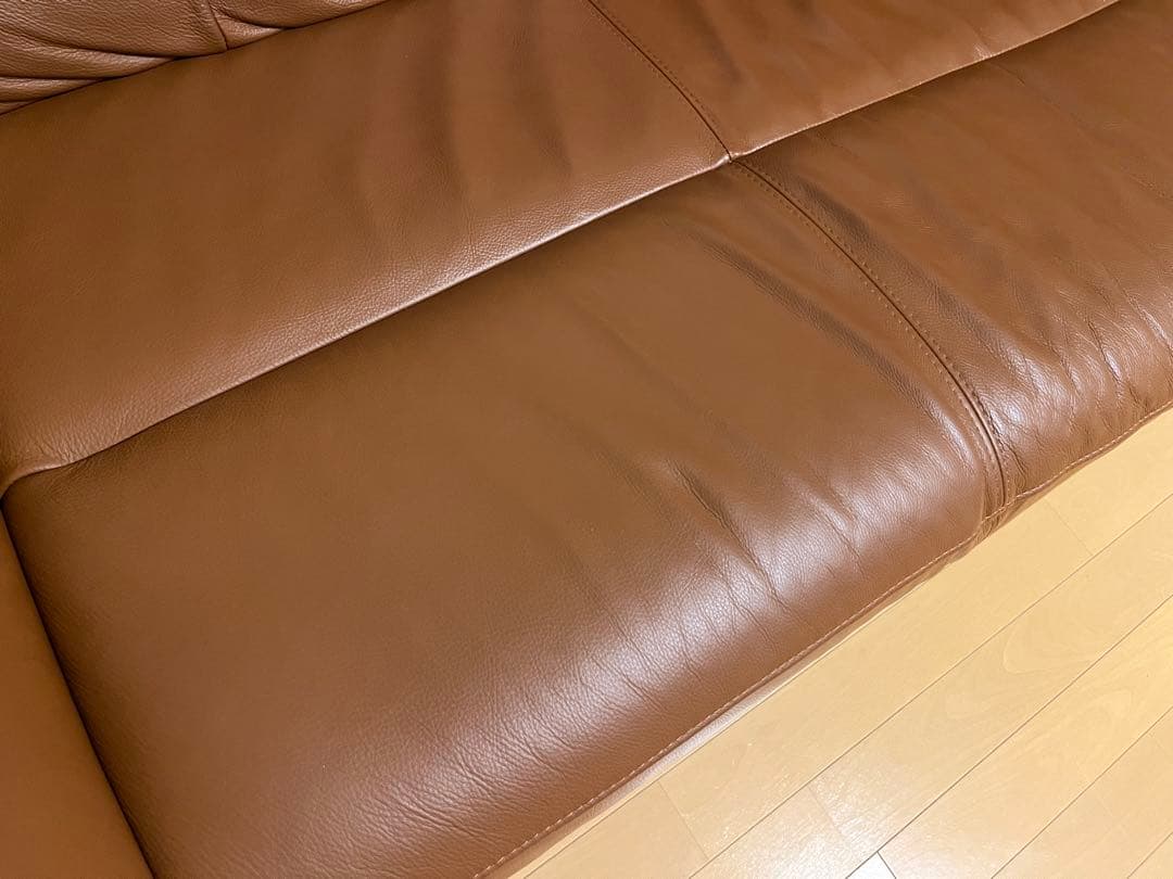 インターリバックス 馬場家具 ソファ 三人掛け ブラウン 本革 レザー