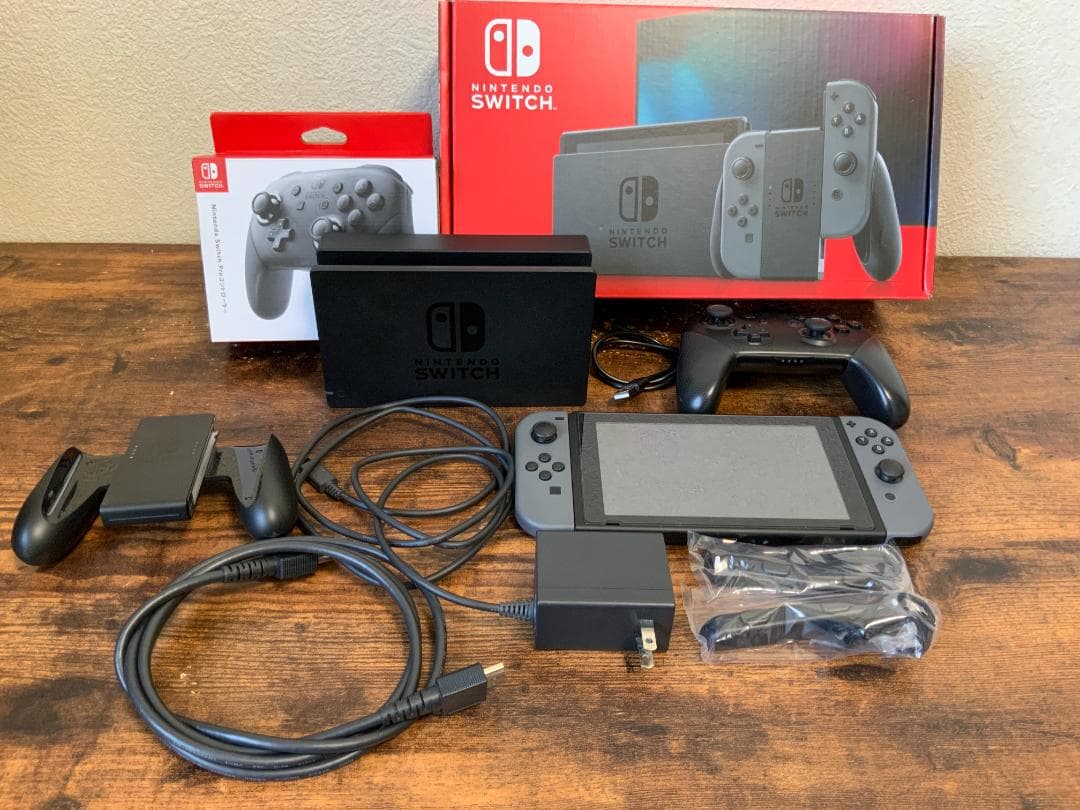 Nintendo Switch　本体　グレー バッテリー強化版　純正プロコン付き