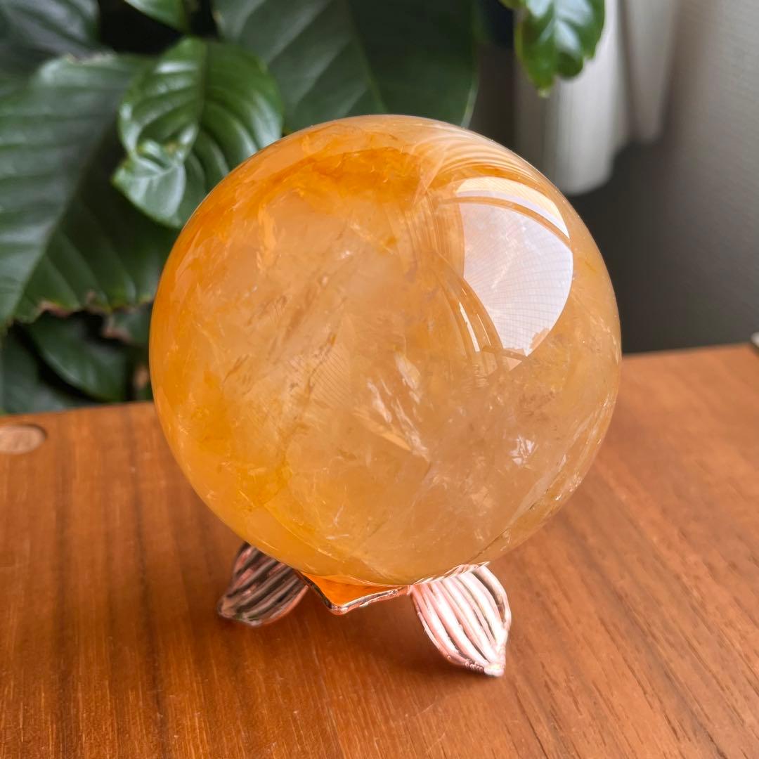 天然石スフィア 水晶ゴールデンヒラー 直径約75.6mmのスフィア