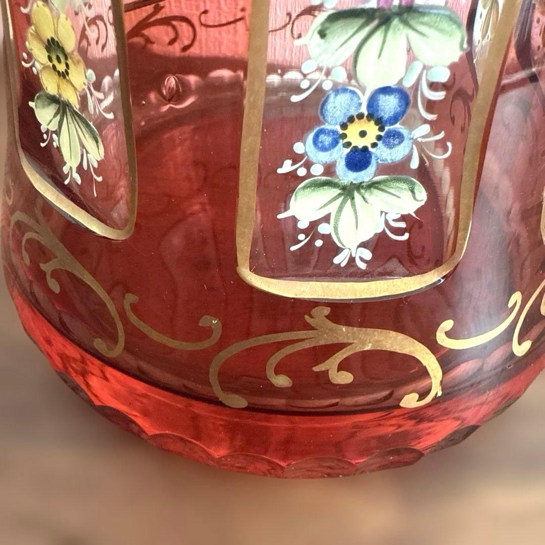 ボヘミアンガラス　花瓶　ボヘミアグラス　ボヘミアングラス　アンティーク